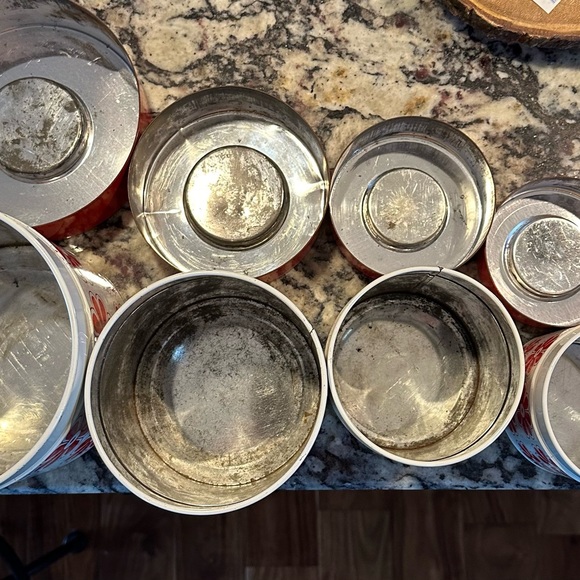 Vintage Retro Metal Canister set Red/White Flowers - Picture 15 of 15